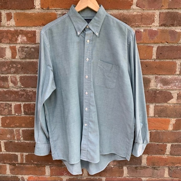 Lands’ End green long sleeve button down shirt size Regular 16 1/2 35 lo… - Picture 1 of 11